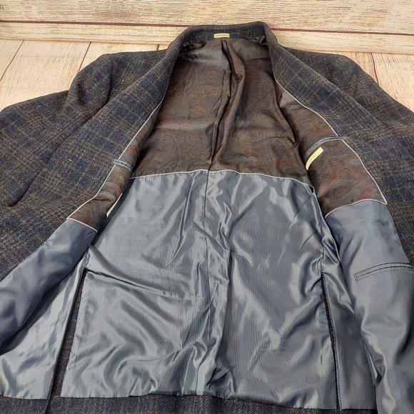 Joseph Abboud Men 100% Wool Blazer 2 Button Jacket Brown Sport Coat Elbow Patch - Picture 4 of 14